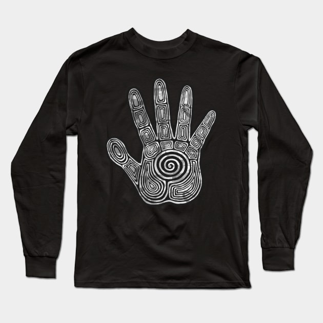 Shaman's Hand Black and White Long Sleeve T-Shirt by Olooriel